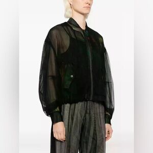 Lilysilk Black Zip-Up Sweater sheer unique xl